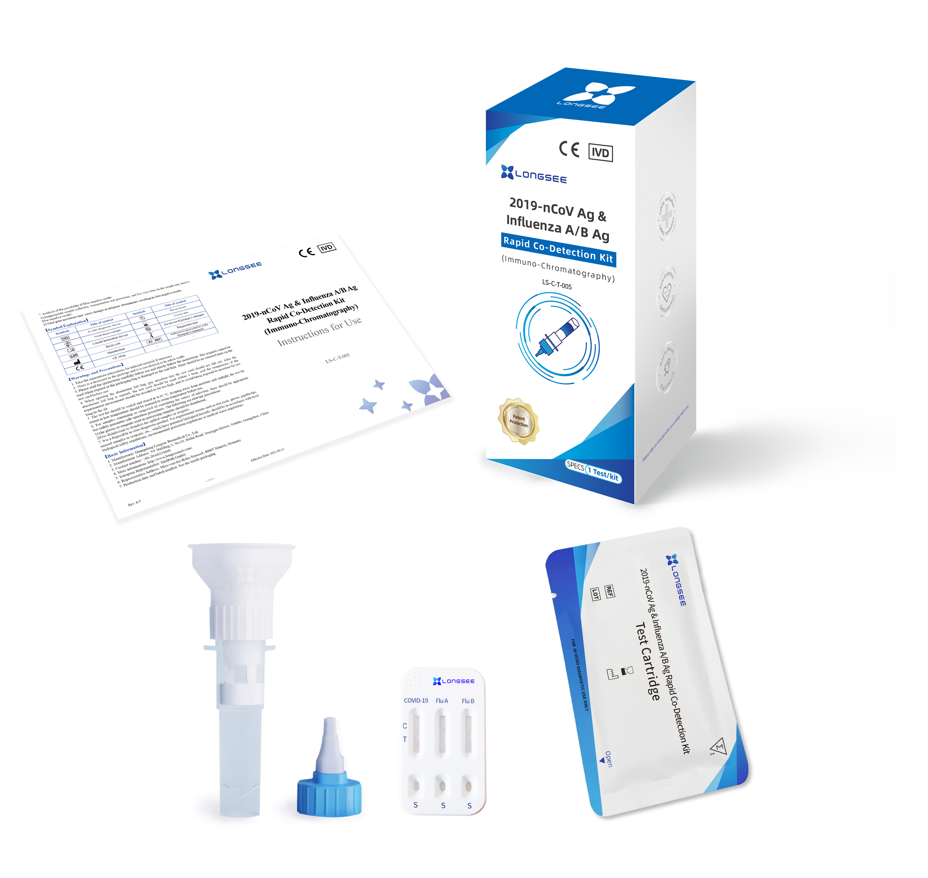 2019-nCoV Ag & Influenza A/B Ag Rapid Co-Detection Kit (Immuno-Chromatography)