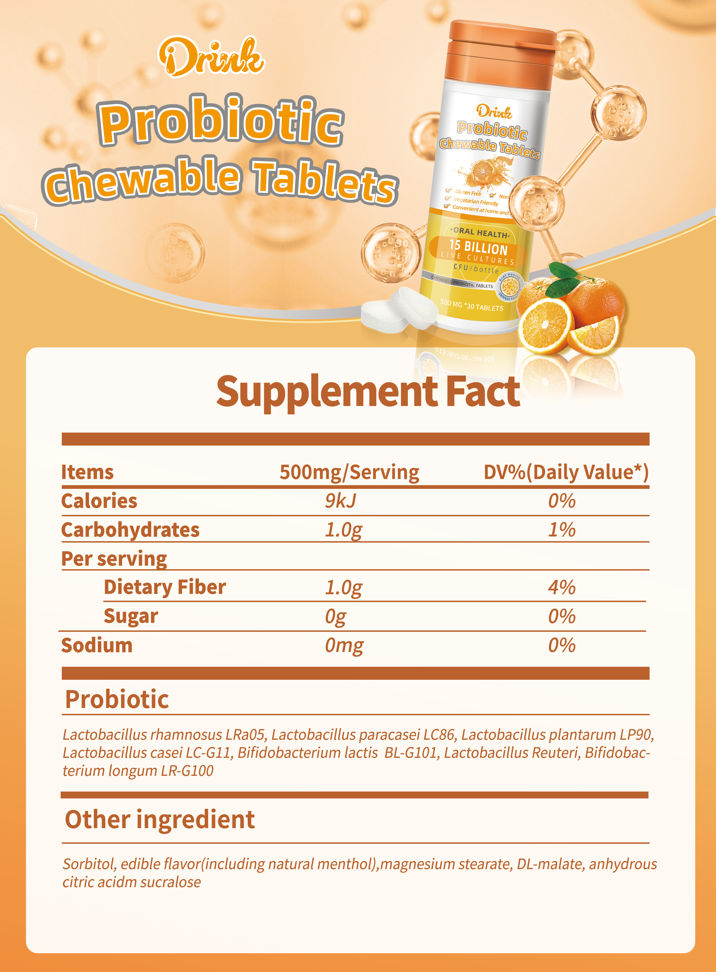 probiotic chewable supplement fact